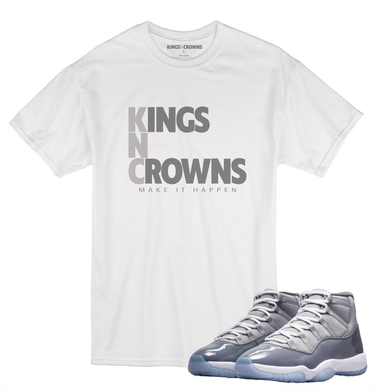 Tee shirt to match Air Jordan 11 Cool Grey sneaker. Kings N Crowns KNC