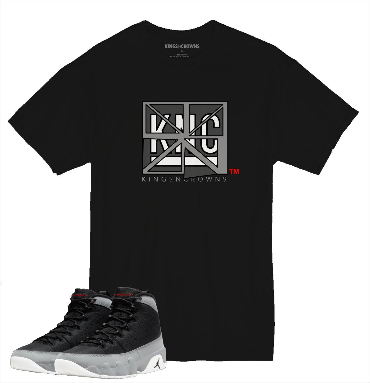 Tee shirt to match Air Jordan 9 Particle Grey sneaker. Kings N Crowns knc