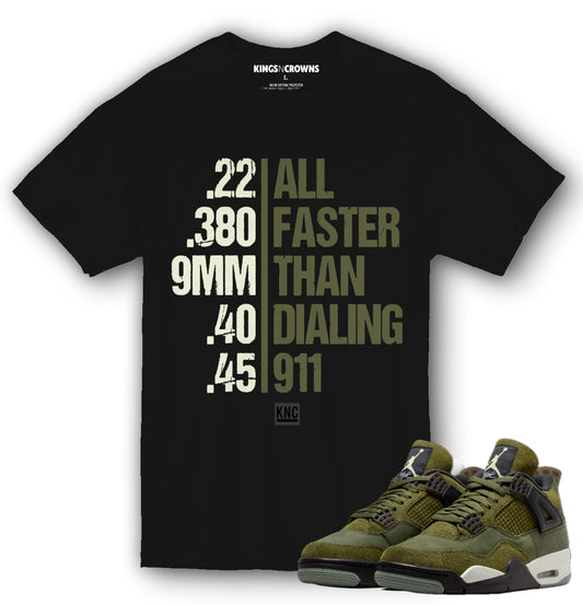 Kings N Crowns Tee shirt to match Air Jordan 4 Craft Olive Sneakers sneaker. 911