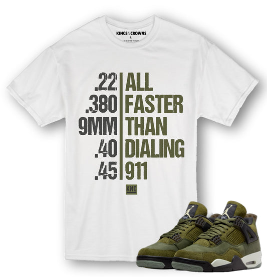 Kings N Crowns Tee shirt to match Air Jordan 4 Craft Olive Sneakers sneaker. 911