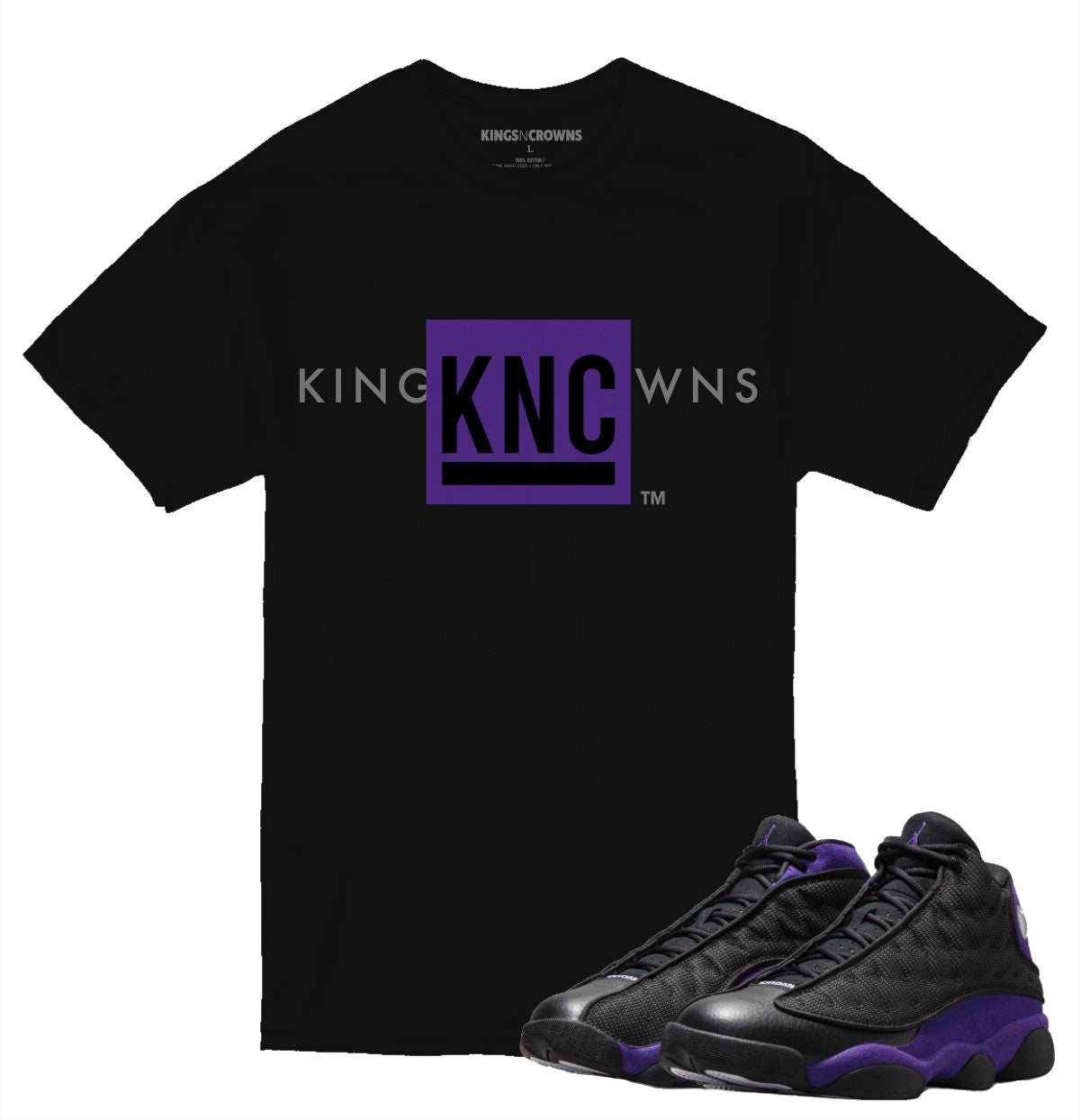 Tee shirt to match Air Jordan 13 Court Purple. KNC Kings N Crowns