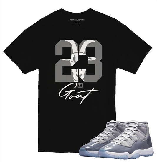 Tee shirt to match Air Jordan 11 Cool Grey sneaker. KNC Goat 23