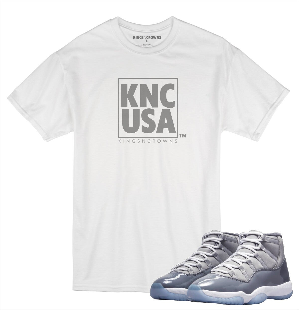 Tee shirt to match Air Jordan 11 Cool Grey sneaker. KNC USA