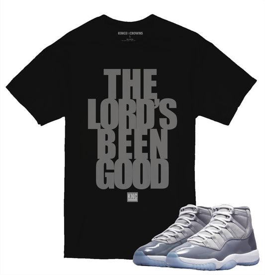 Tee shirt to match Air Jordan 11 Cool Grey sneaker. KNC The Lord’s Been Good