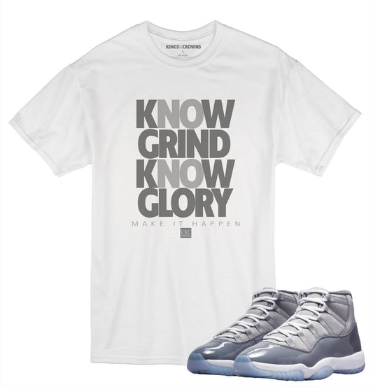 Tee shirt to match Air Jordan 11 Cool Grey sneaker. KNC Know Grind Know Glory