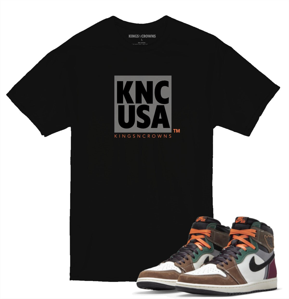 Tee shirt to match Air Jordan 1 Hand Crafted sneaker. KNC USA