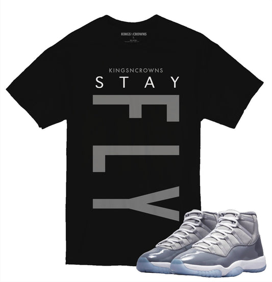 Tee shirt to match Air Jordan 11 Cool Grey sneaker. KNC Stay Fly