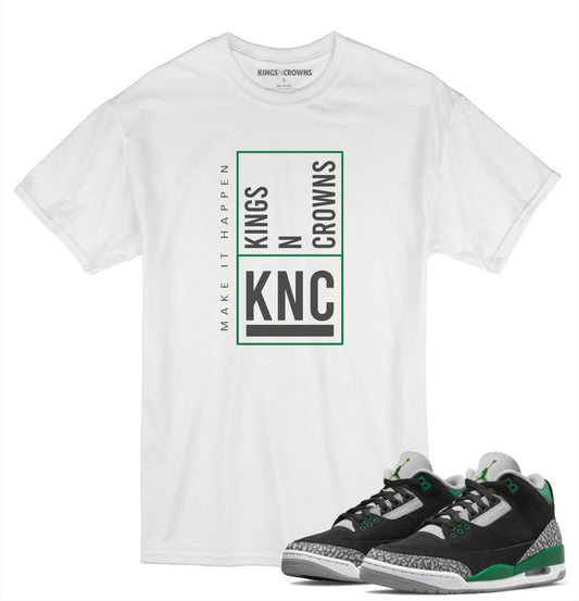 Tee shirt to match Air Jordan 3 Pine Green sneaker. KNC Kings N Crowns