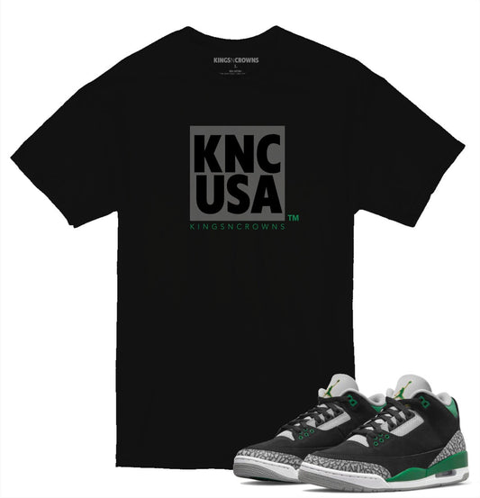 Tee shirt to match Air Jordan 3 Pine Green sneaker. KNC USA