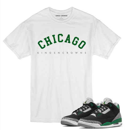 Tee shirt to match Air Jordan 3 Pine Green sneaker. KNC Chicago