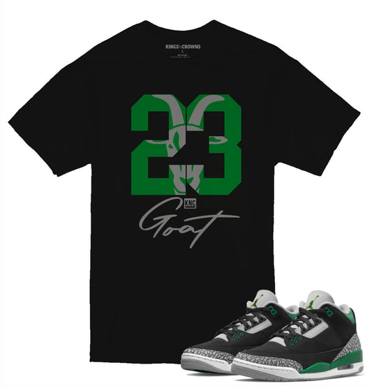 Tee shirt to match Air Jordan 3 Pine Green sneaker. KNC Goat 23