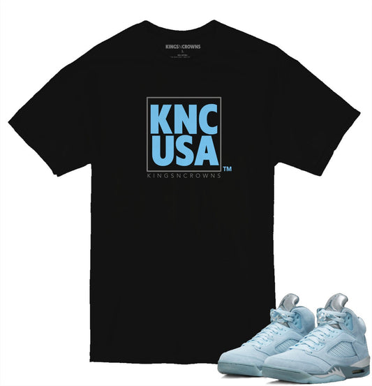 Tee shirt to match Air Jordan 5 Bluebird sneaker. KNC USA