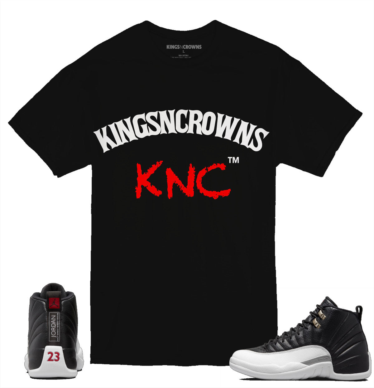 Tee shirt to match Air Jordan 12 Playoffs sneaker. KNC Kings N Crowns