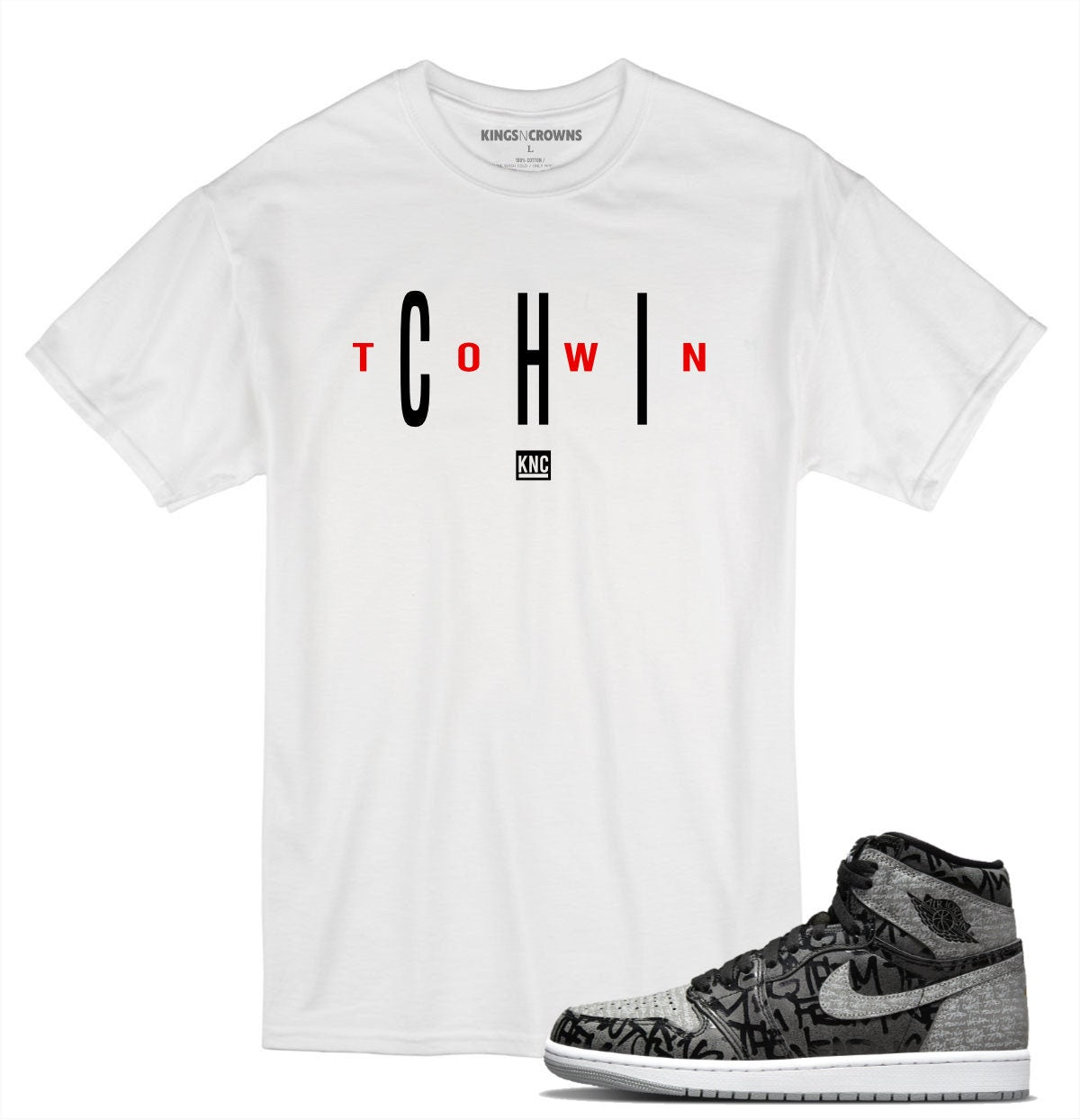 Tee shirt to match Jordan 1 Rebellionaire Sneakers. KNC Chi Town