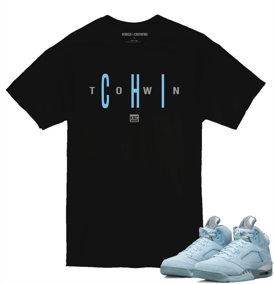 Tee shirt to match Air Jordan 5 Bluebird sneaker. KNC Chi Town