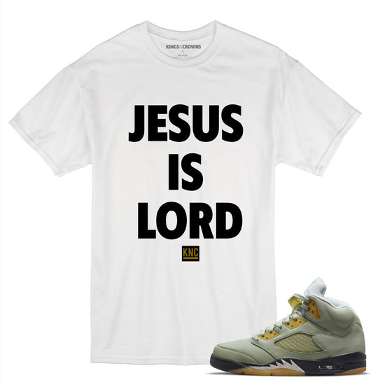 Tee shirt to match Jordan 5 Jade Horizon Sneakers. KNC Jesus Is Lord