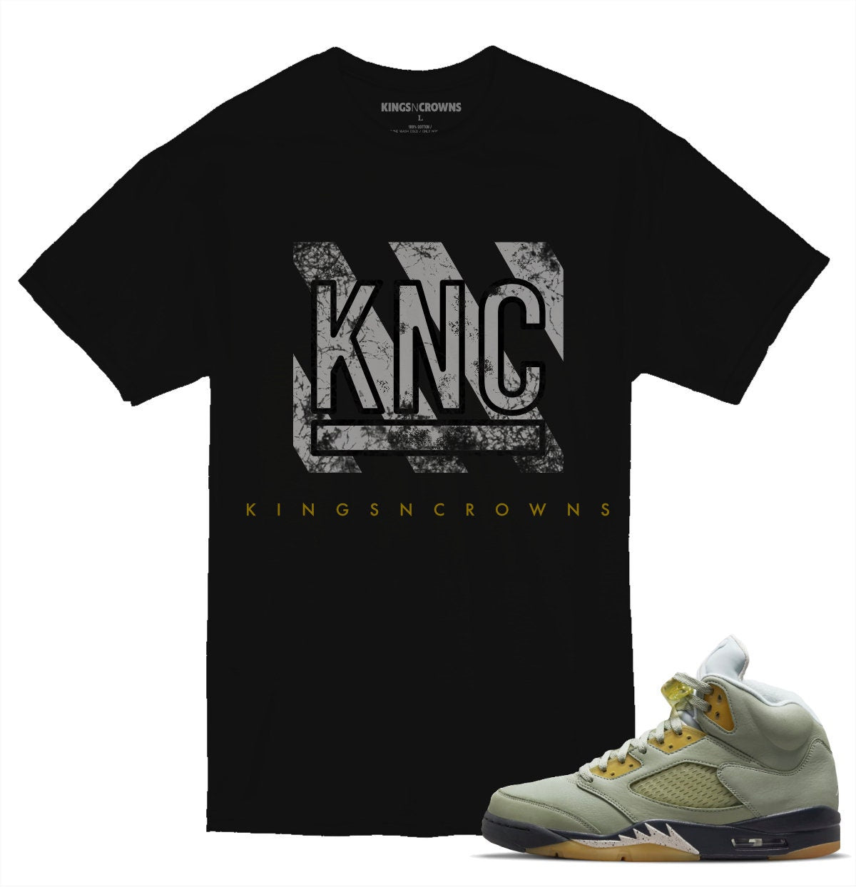 Tee shirt to match Jordan 5 Jade Horizon Sneakers. KNC Distressed