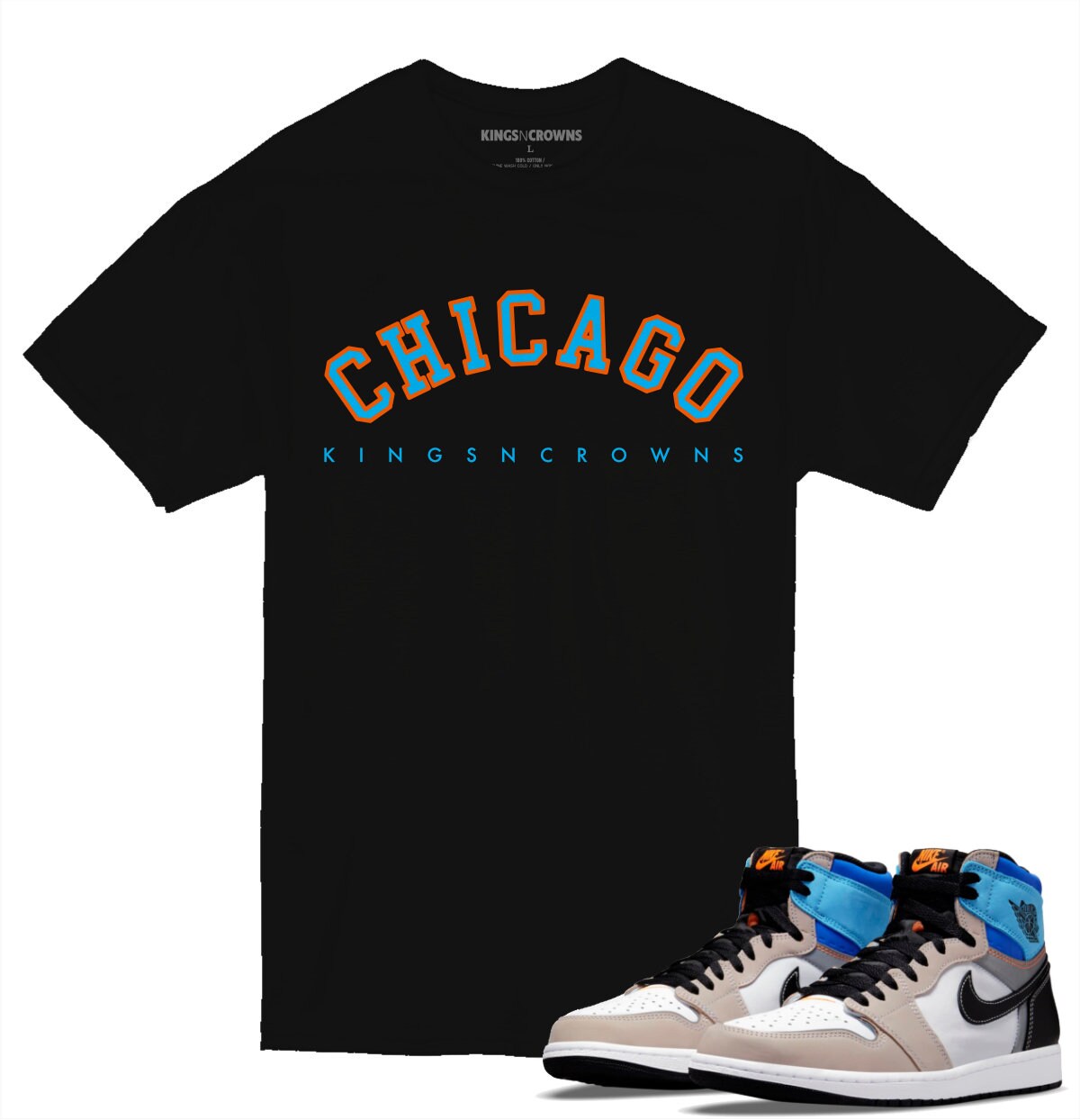 Tee shirt to match Jordan 1 Prototype Sneakers. KNC Chicago