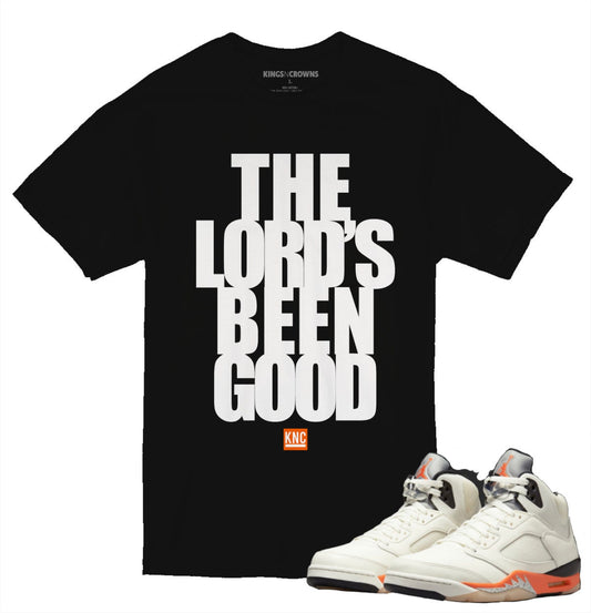 Tee shirt to match Jordan 5 Shattered Backboard  Sneakers. KNC The Lord’s Been Good