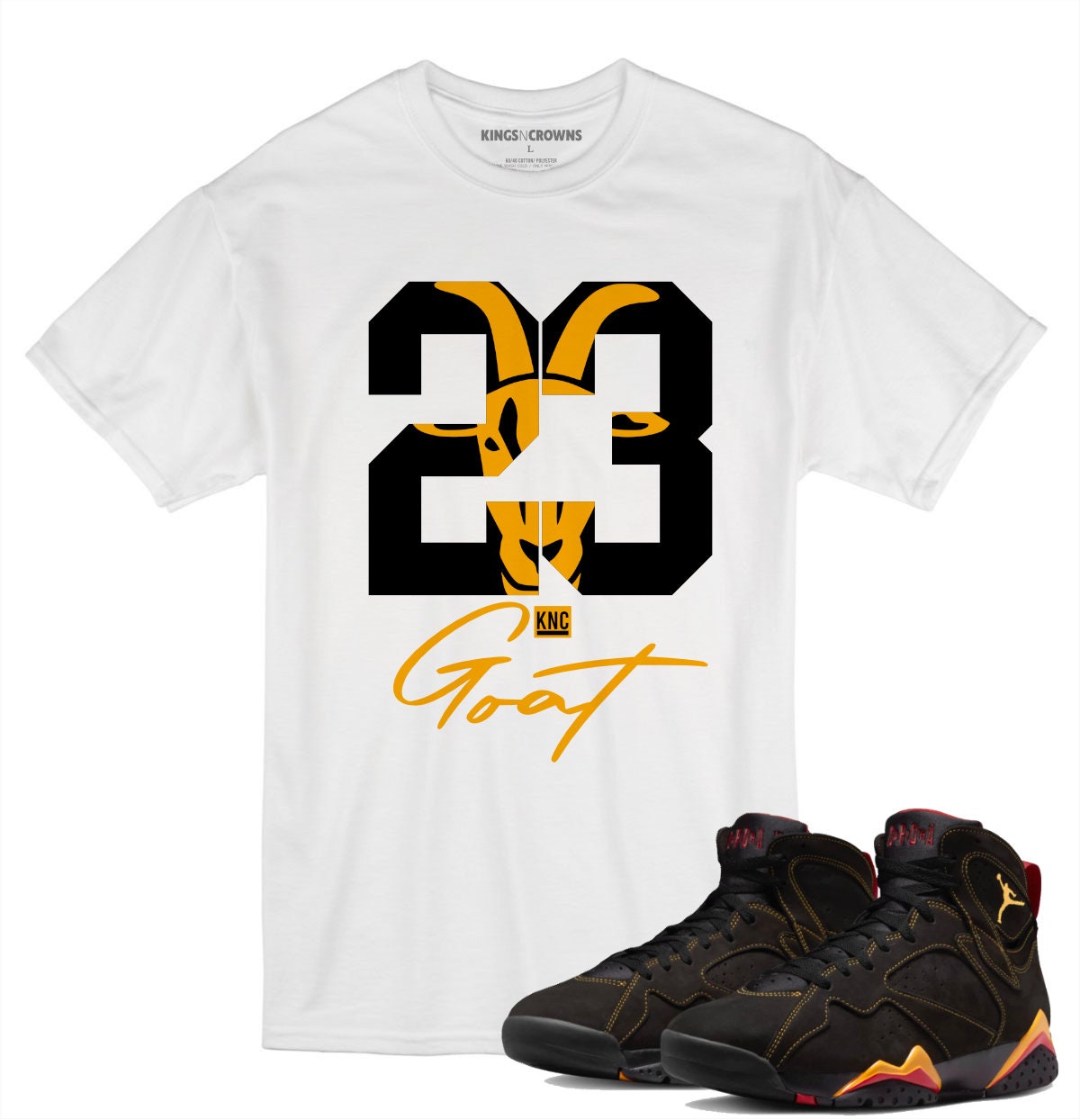 Tee shirt to match Air Jordan 7 Citrus Sneakers Kings N Crowns Goat 23