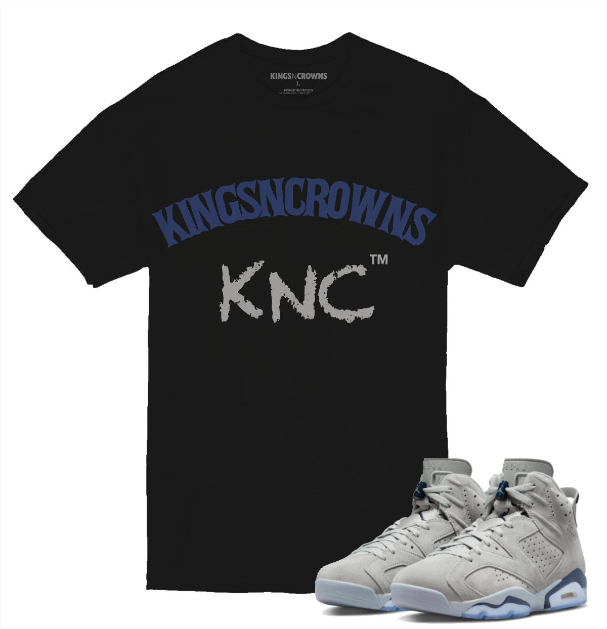 Tee shirt to match Air Jordan 6 Georgetown Sneakers. Kings N Crowns