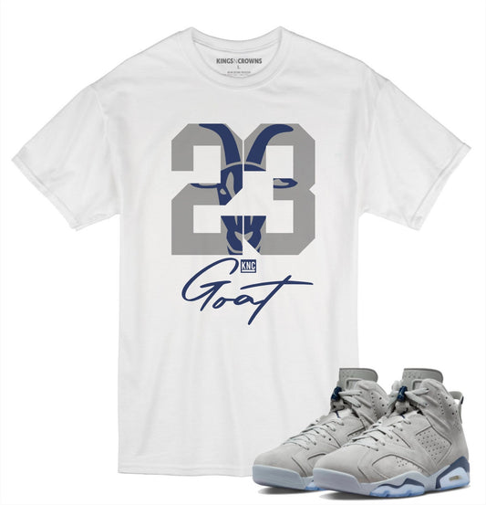 Tee shirt to match Air Jordan 6 Georgetown Sneakers. KNC Goat 23