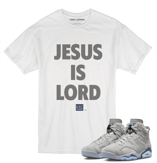 Tee shirt to match Air Jordan 6 Georgetown Sneakers. KNC Jesus Is Lord