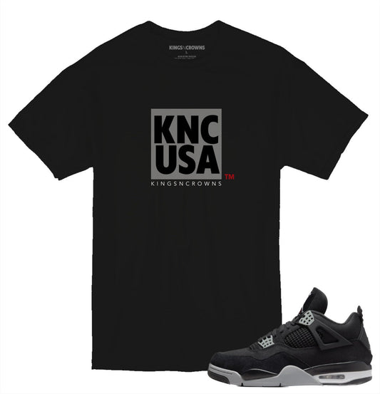 Tee shirt to match Air Jordan 4 Black Canvas Sneakers. KNC USA