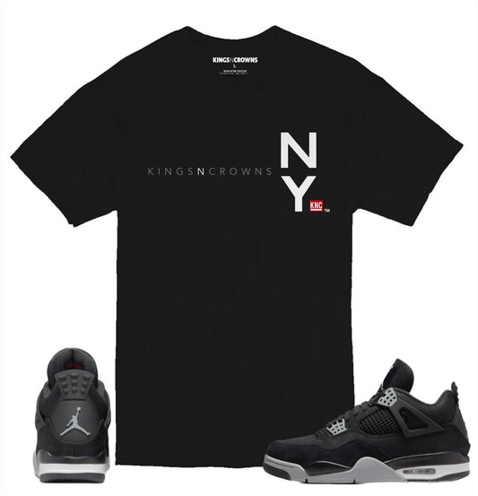 Tee shirt to match Air Jordan 4 Black Canvas Sneakers. KNC NY New York