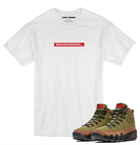 Tee shirt to match Jordan 9 Boot NRG Military Brown Legion Green Sneakers. KNC