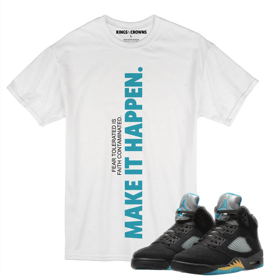 Kings N Crowns Tee shirt to match Jordan 5 Aqua Sneakers. Make It Happen