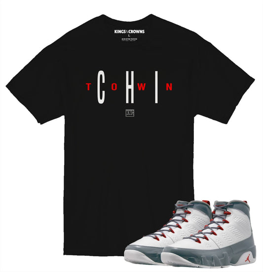 Tee shirt to match Jordan 9 Fire Red Sneakers. KNC Chi Town