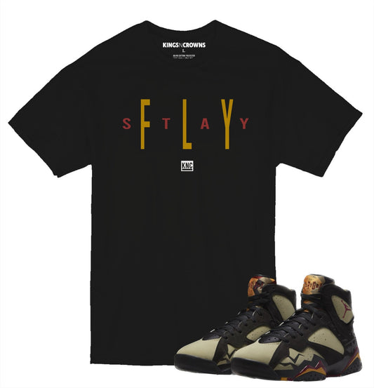 Kings N Crowns Tee shirt to match Air Jordan 7 Olive Sneakers. KNC Stay Fly