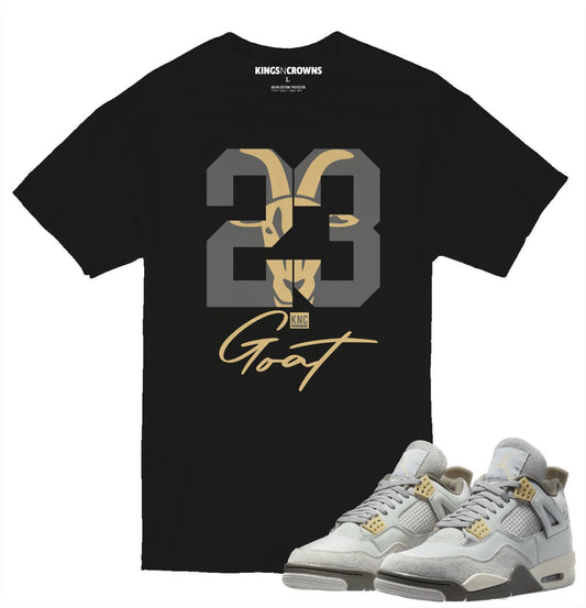 Kings N Crowns Tee shirt to match Jordan 4 Craft Sneakers. Goat 23