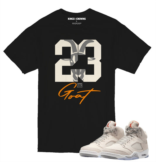 Kings N Crowns Tee shirt to match Jordan 5 Craft Sneakers. Goat 23