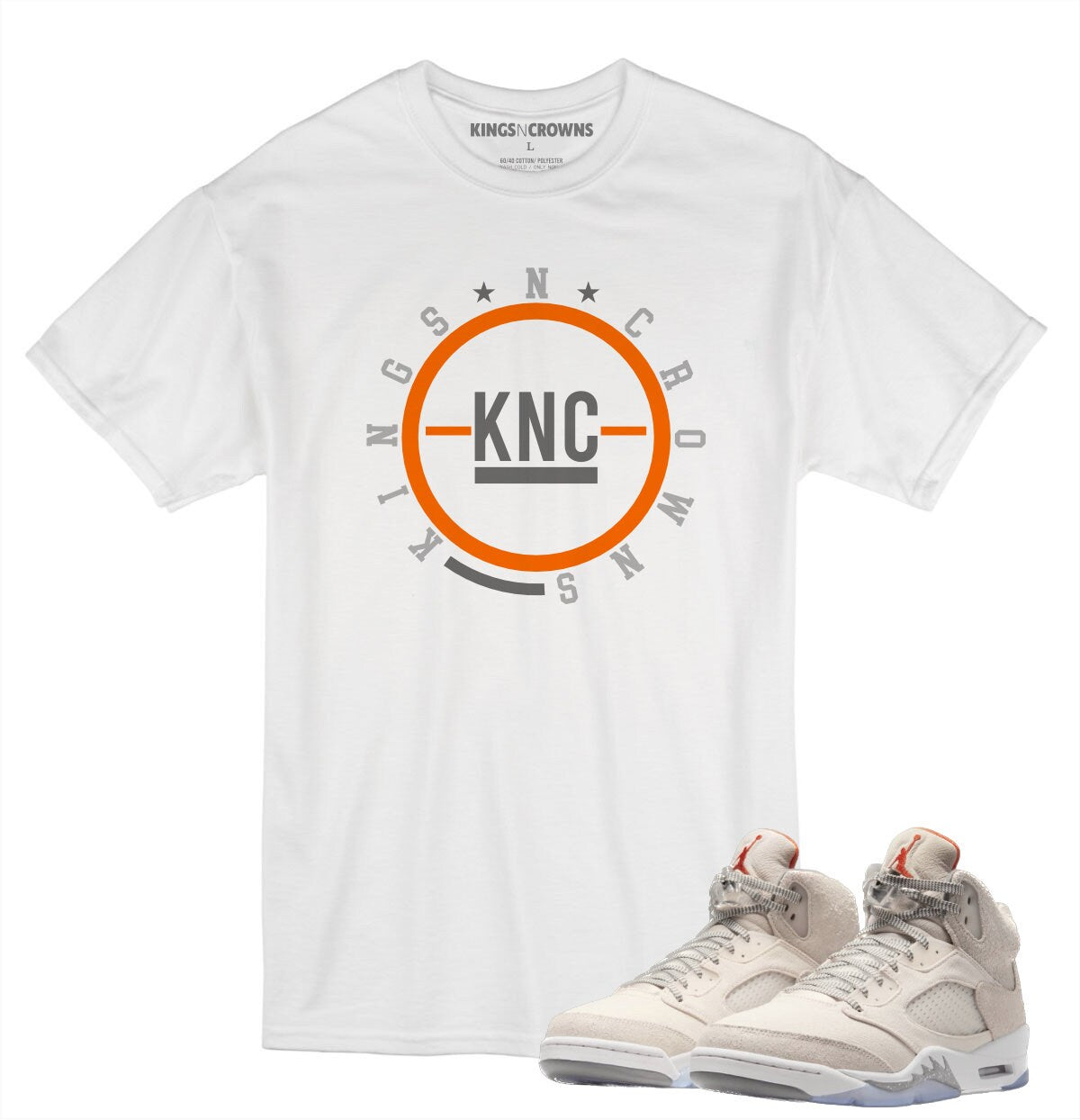 Kings N Crowns Tee shirt to match Jordan 5 Craft Sneakers. KNC